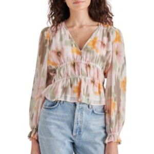 Steve Madden Women's Floral Blouse - Pink and Orange